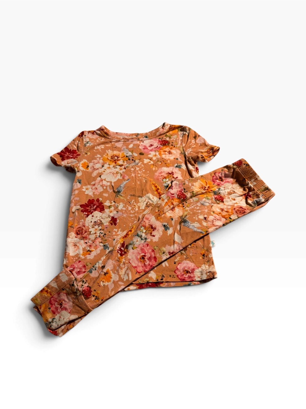 Posh peanut pajama set terracotta peach floral Size 2T
